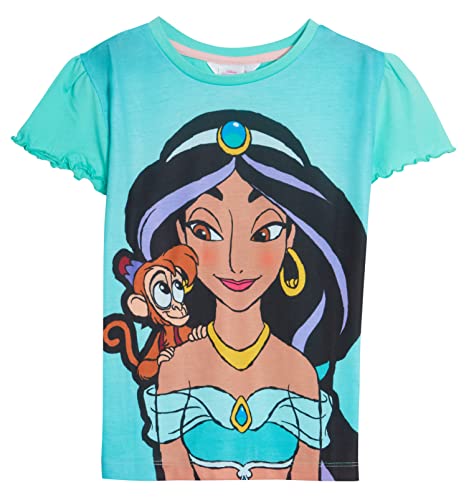 Disney Girls 3 Pack Princess T-Shirts Kids Jasmine Moana Rapunzel Dress Up Top Short Sleeve Tees2