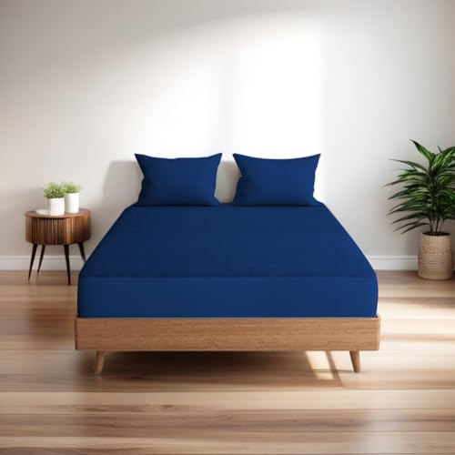 Image of The Maximus Waterproof & Dustproof Terry Cotton Pillow Protector Standard Size, Set of 2, Royal Blue (18 inch x28 inch)
