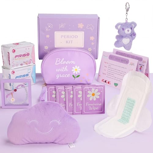 First Period Kit for Girls 912 Tween Menstrual Starter Kits with 8 PC Period Gift Kits for for Tween Girls Gift-Ready Box (Purple)