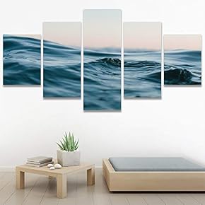 SIGNWIN 5 Panel Canvas Wall Art Aerial Beach...
