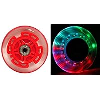 L.E.D. Scooter Wheels with ABEC 9 Bearings for Razor Scooters 100mm Light Up 2-Pack (Red)