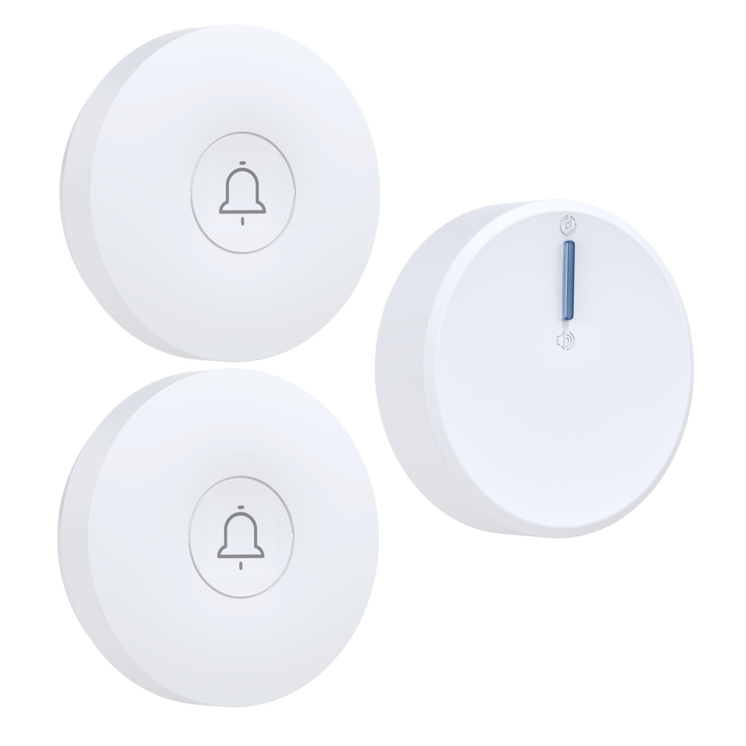 Cerhot Wireless Doorbell Self-contained Waterproof Powered by European Plug No Battery 38 Melodies Remote Control Outdoor Kinetic Button Easy Home Installation (EU White 2V1 Round)