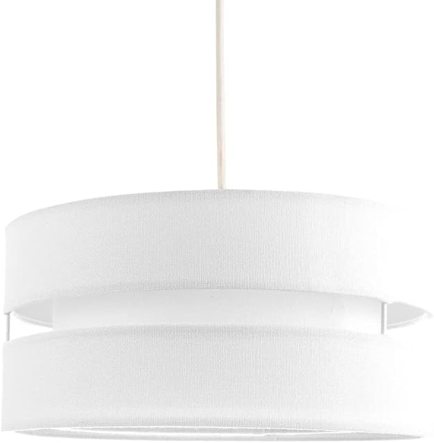 Contemporary Quality White Linen Fabric Triple Tier Ceiling Pendant Light Shade | 60w Maximum | Designer Style | 26cm Diameter by Happy Homewares