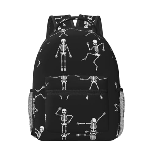 Sac à dos filles confortable à motif squelette résistant à l'eau noir