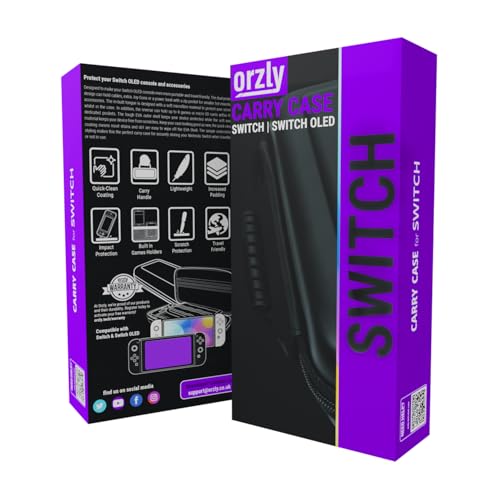 Image of Orzly Carrying case for Nintendo Switch OLED and Switch Console - Purple Protective Hard Portable Travel case Shell Pouch for Nintendo Switch Console & Accessories