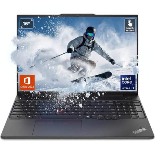 Image of Lenovo ThinkPad E16 Gen 2 16-Inch IPS WUXGA Touchscreen Laptop, Intel Ultra 7 155H 16-Core, 16GB DDR5 RAM, 512GB SSD, Win10 Pro, Thunderbolt 4, Wi-Fi 6, HD Camera, Office 2024 Professional Plus
