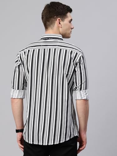 Image of Majestic Man Men's Standard Slim Fit Striped Pure Cotton Casual Shirt