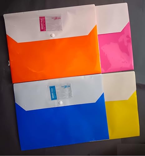 Image of EXPO Front and Back Double Pocket Button Folder for A4, FS, Legal Size Envelope Document Certificates File Folder Bag Holder - Pack of 8