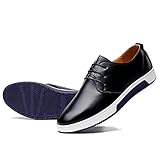 konhill Men's Casual Oxford Shoes Breathable Flat Fashion Lace-up Dress Shoes,Black,48