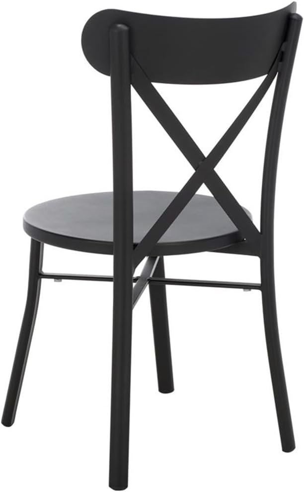 Pemberly Row Lightweight Aluminum Chair, Black Finish, Indoor/Outdoor Use, Modern Design, Powder-Coated, Sturdy and Portable Seating, 17.3 x 19.7 x 33.4 in, Dining Room, Patio or Event Chair