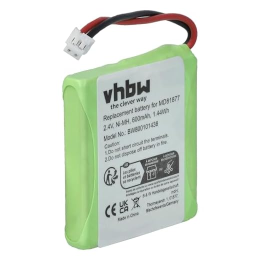 vhbw NiMH batteri 600 mAh (2,4 V) för trådlöst fast nät telefon Doro TH50, TH55, TH60, TH65 som 5M702BMX, GP0827, GP0845, GPHP70-R05.