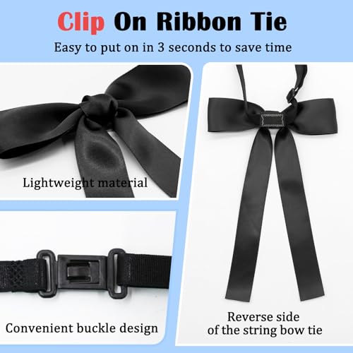 Image of Luckyvestir Western Bow Ties for Men Women, Black /Red Colonel Satin Ribbon String Bow Tie for Costume Uniform