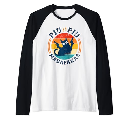 Piu Piu Pew Madafakas Shirt Novelty gift- Funny Cat Vintage Raglan Baseball Tee