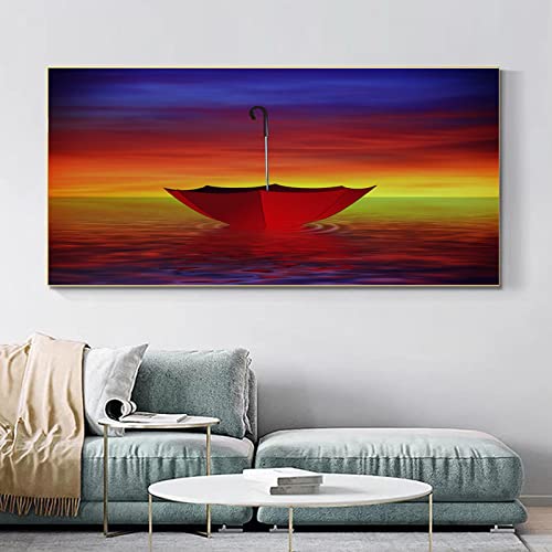 Affiche Toile Parapluie Coloré KEBIA 40x80cm Peinture Nordique Moderne Sans Cadre Salon