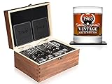 60th Birthday Gifts for Men, Vintage 1963 Whiskey Glass and Stones Gift Set of 2, Funny 60 Birthday