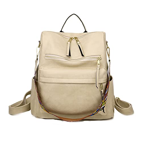 Mochila de béisbol para mujer, mochila de cuero a la moda, mochila grande de diseñador para viajes, para la universidad, bolsas de hombro grandes y lindas, beige, Talla única
