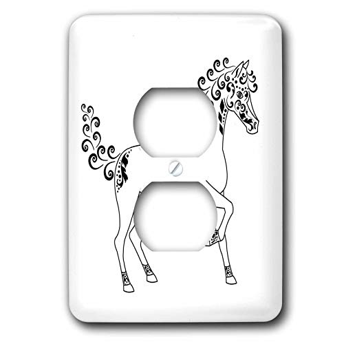 Cache-prise double pour masquer les prises murales avec un motif de cheval