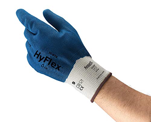 Ansell HyFlex 11-919 Work Gloves for Oily Environments Mechanics Glove for Multi-Purpose, Second Skin Feel Liner