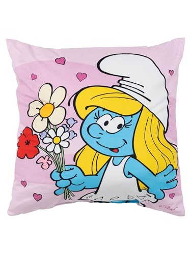BUONA BUONA LAUNE: questo incantevole cuscino presenta puffetta – perfetto per tutti coloro che hanno perso il loro cuore per l'affascinante eroina del villaggio Puffa.