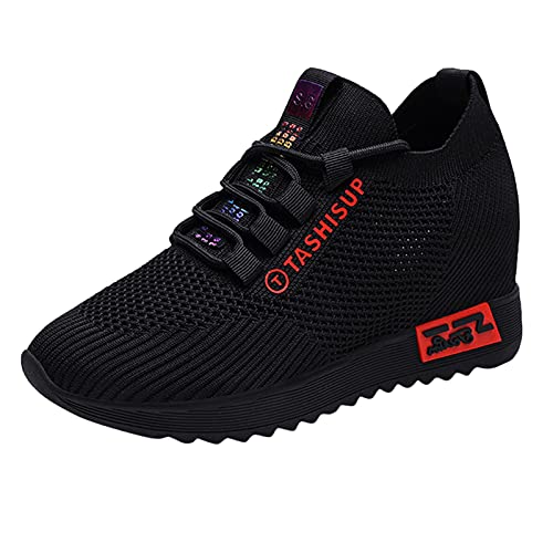Genérico Zapatillas Deportivas Mujer Running Trainer Zapatos de Deporte Casual Ladies Meshing Heating Shoes Inner Wedge Women Sports Women's Zapatillas de Mujer En Zapatos Cordones Mujer (Red, 39)