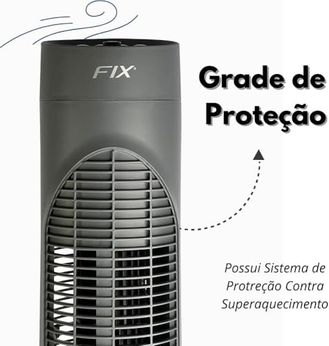 Ventilador de Torre Silencioso com 3 Níveis de Velocidade - Oscilante e Compacto - 220V