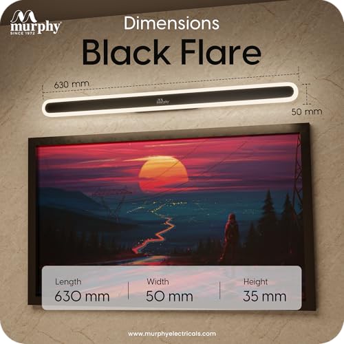 Image of Murphy LumaLine TrioGlow 15W Black Body Premium LED Mirror Wall Bathroom Light - with 3-in-1 Colour Cool White /Warm White /Natural White Linear Bar (Pack of 2)