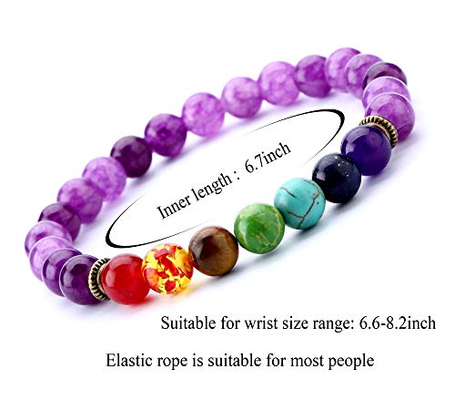 Hamoery 8Mm Lava Rock Chakra Beads Bracelet Set Gifts For Friends Braided Rope Natural Stone Yoga Bracelet For Women Men #TOP5