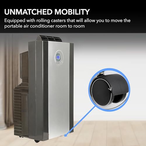 Image of Whynter ARC-143MX 14,000 BTU (9,456.1 BTU SACC) Dual Hose Cooling Portable Air Conditioner, Dehumidifier, and Fan with 3M Filter Storage Bag, up to 500 sq ft in Platinum /Black