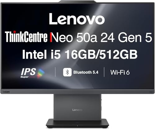 Image of Lenovo ThinkCentre Neo 50a Business All-in-One 24 inch IPS FHD Display (Intel i5-13420H, 16GB DDR5, 512GB PCIe SSD, Intel UHD, WiFi 6, Bluetooth 5.4, HDMI, Webcam, Win 11 Home)