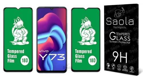 Image of Saola 18D Tempered Glass With Inbuilt AirBag Borders For Vivo Y73 (Pack Of 2) with Free Installation Kit. Full screen Coverage - 6.44 inch