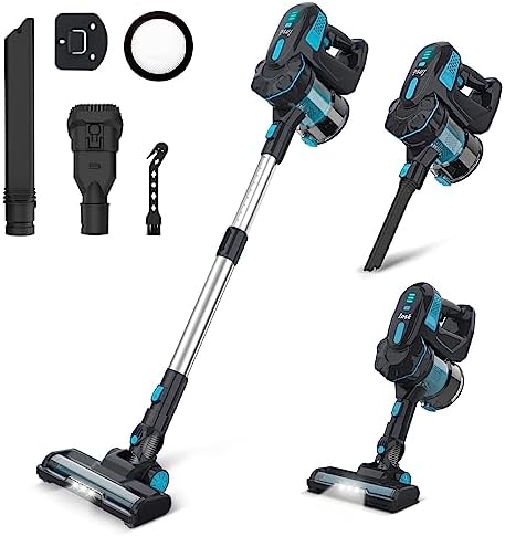 INSE Cordless Vacuum Cleaner, 6-in-1 Powerful Stick Vacuum, 45 mins Runtime, Ultra-Quiet, Lightweight, Rechargeable 2200mAh Battery Vacuum, Versatile Cordless Vacuum for Pet Hair Hard Floor Car Home