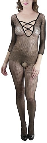 Image of ToBeInStyle Women's Long Sleeve Bodystocking Bodysuit Lingerie Regular & Plus Sizes