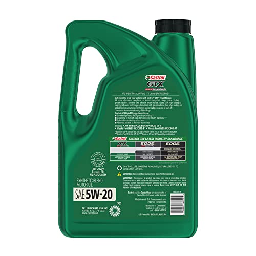 Castrol Gtx High Mileage 5W-20 Synthetic Blend Motor Oil, 5 Quarts #TOP1