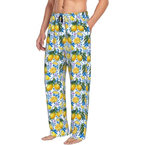 Sicilian Lemon Vintage Moroccan Style Mens Pajama Pants Men's Sleep Lounge Pants Pj Bottoms With Pockets4