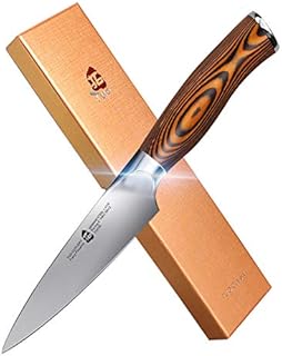 TUO 9 inches Honing Steel Professional Knife Sharpener German Steel Sharpening Rod with Pakkawood Handle-Fiery Phoenix Series