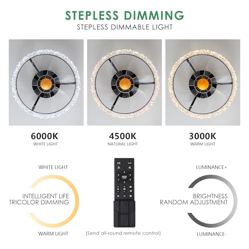 Image of Mpayel 13 inch Ceiling Fans with Lights and Remote - Flush Mount Low Profile Ceiling Fans - Bladeless Enclosed Fans with Led Light and Stepless Dimming, Small Modern Fan for Bedroom