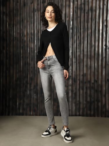Image of High Star Women Cotton Washed Skinny Fit High-Rise Jeans