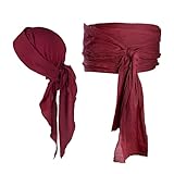 AIWXEEU Pirate Costume Accessories Set, with Bandana Sash Belt, Pirate Fancy Dress Accessories, Fun Dress Up Costume Adult Kids for Halloween Cosplay Party