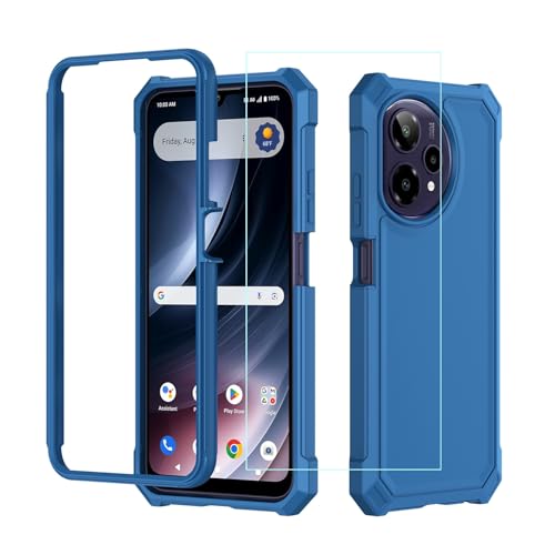 for Cricket iCon Plus 2026 Phone Case/Att Verge 2 5G Phone Case with Screen Protector [Front Silicone Bumper+Frosted PC Back] Full Body Protection Shockproof Military Grade Case for AT&T Verge 2 Blue