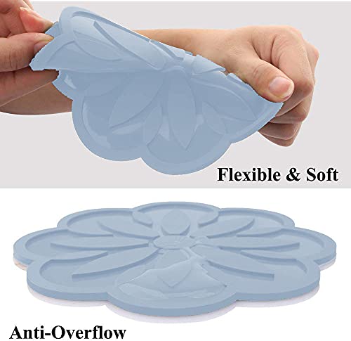 Image of Silicone Trivets Mats, Silicone Hot Mats Set, Silicone Hot Pads, Silicone Pot Mat for Countertop, Trivet Pads Heat Resistant, Table Placemats (Pack of 4 Blue)