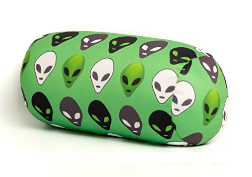Mushy Microbead Squishy Roll Pillow Grey Alien Face Pattern