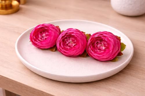 Image of SATYAM KRAFT 6 Pcs Artificial Rose Flower Heads, Big Fake Flowers,Pooja Thali Decor, Festival & Events, Home,Table, Bedroom,Wedding Decoration Items (6 Pieces) (Dark Pink)