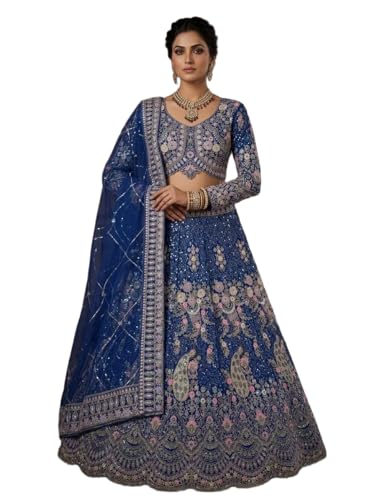 Image of Lehenga choli For Womens and Girls Soft Butterfly Net Lehenga Choli with Coding Sequins Work Dupatta | Semi Stitched Designer Ethnic Set