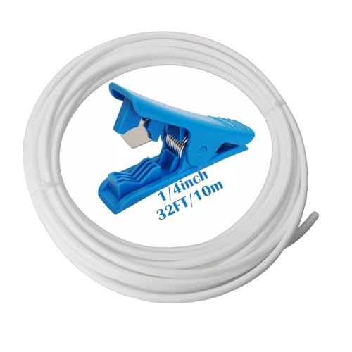 CESFONJER 10 Meter Kühlschrankschlauch, Zulaufschlauch, Osmose Schlauch für Side by Side Kühlschrank, Wasserfilter, Aquarium, Wasserzulaufleitung 1/4" (6,35mm) mit Schlauchcutter