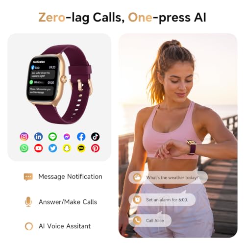 Image of Woneligo Smart Watch for Women Android & iPhone [40mm 3 Bands, Rose Purple]