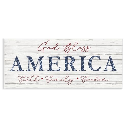 God Bless America Faith Family, 7 x 17 Inch Mounted Print on Wall Plaque