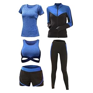 Womens-Yoga-Gym-Suit-Tights-Sportswear-Training-Wear-Running-Suit-Fitness-Series-5pcs-Set Womens Yoga Gym Suit Tights Sportswear Training Wear Running Suit Fitness Series - 5pcs Set (Large, Blue)
