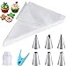 Produktbild HAKACC Einweg Spritzbeutel Set, 100 Stück Spritzbeutel mit 6 Edelstahl Tüllen, 1 Adapter und 1 Clip, Backzubehör für Weihnachtsbäckerei, Cupcakes, Kuchen Deko und Gebäck
