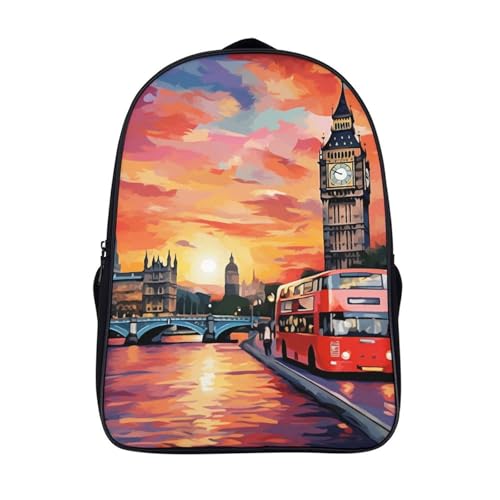 Mochilas escolares de Londres con estampado 3D para estudiantes de primaria de 40x28x16cm