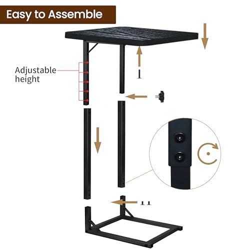 Table d'appoint en forme de C cadre métal noir réglable hauteur - 5